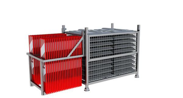 Schake platte zwaailamp SET2 bestaande uit: 1x transportboxen voor platte zwaailampvoeten, 1x transportmand voor platte zwaailampvoeten, 44x platte zwaailampvoeten, 44x platte zwaailampvoeten, 36050-SET2