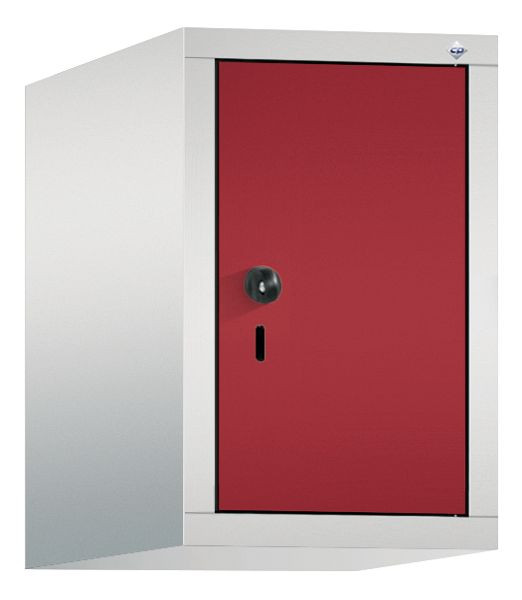 C+P Aufsatz-Garderobenschrank Evolo, 1 Abteil, H500xB320xT500 mm, Lichtgrau/Rubinrot, 48090-10 S10014