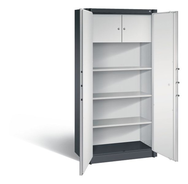 C+P brandwerende kast Certos, H1950xW930xD500mm, kleur: zwartgrijs/lichtgrijs, handgreep, 4 OH, 1170-200 S10003
