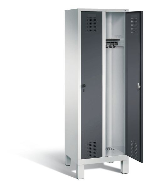 C+P Evolo kleerkast, H1850xW610xD500mm, kleur: lichtgrijs / zwartgrijs, 48010-20 S10115
