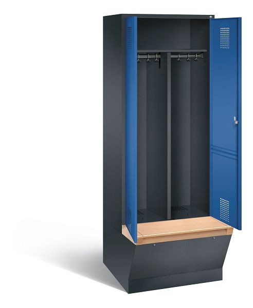 C+P zwart wit locker Evolo, H2090xW810xD815mm, kleur: zwart grijs / gentiaanblauw, 48056-22 S10122