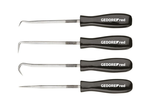 GEDORE rode hakenset voor O-ringmontage, lengte 135 mm, 4 stuks, 3301548