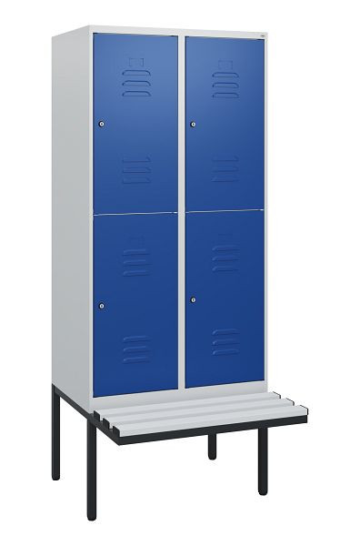 C+P dubbeldekskast Classic PLUS, 2 compartimenten, 1950x800x815mm, 7035/5010, cilindersloten, zwevende zitting, 0803405-22 S10078