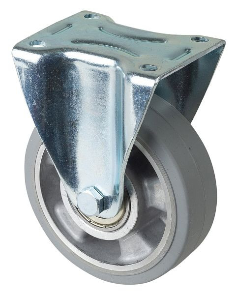 BS rollen transportrol, vaste rol, wielbreedte 40 mm, wiel-Ø 125 mm, draagvermogen 150 kg, grijze elastische banden, aluminium, kogellagers, LS410.B83.125