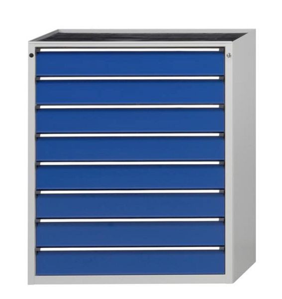 ANKE gereedschapskast; 1060 x 675 x 1280 mm; RAL 7035/5010; Kuip met antislipmat; 8 laden, 610.502