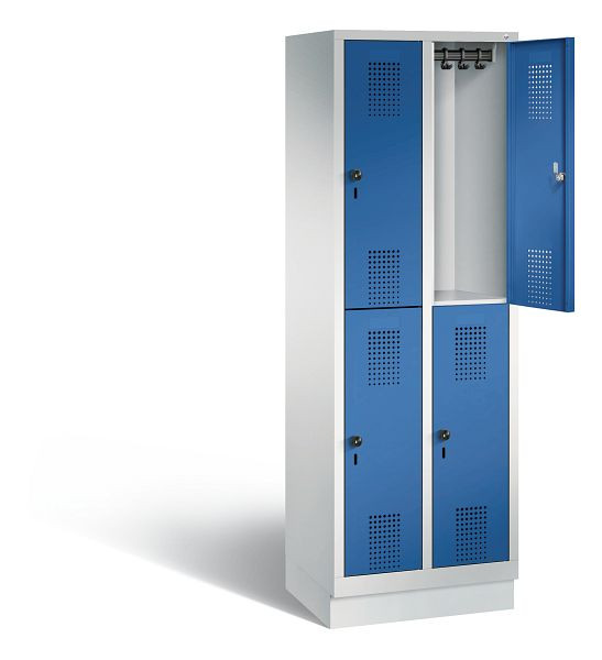 C+P locker dubbeldekker Evolo, H1800xB610xD500mm, kleur: lichtgrijs / gentiaanblauw, 48320-20 S10166