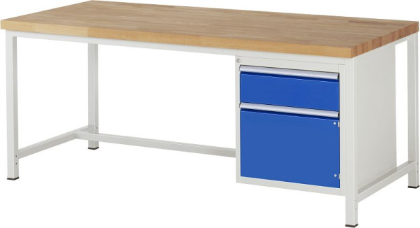 RAU werkbank serie 8000 - frameconstructie (gelast frame), onderbouw container (1x lade, 1x draaideur), 2000x840x900 mm, 03-8152A1-209B4S.11