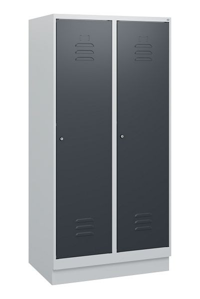 C+P luierkluis Classic PLUS, onderbouw, 2 vakken, 1630x800x500mm, 7035/7016, cilindersloten, 0800205-22 S10023