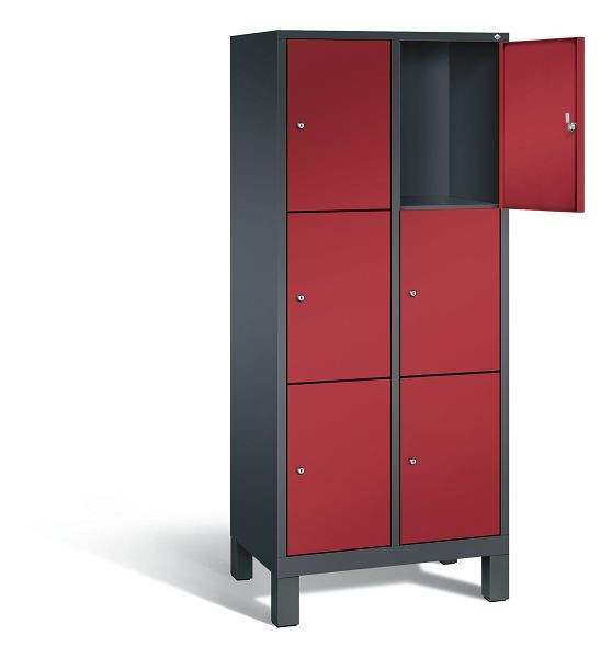 C+P lockerkast Evolo, H1850xW810xD500mm, kleur: zwartgrijs/robijnrood, 48010-223 S10035
