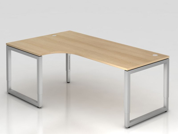 Hammerbacher hoektafel O-voet vierkant 200x120cm 90° eiken, hoekvorm 90°, links of rechts te monteren, VRS82/E/S