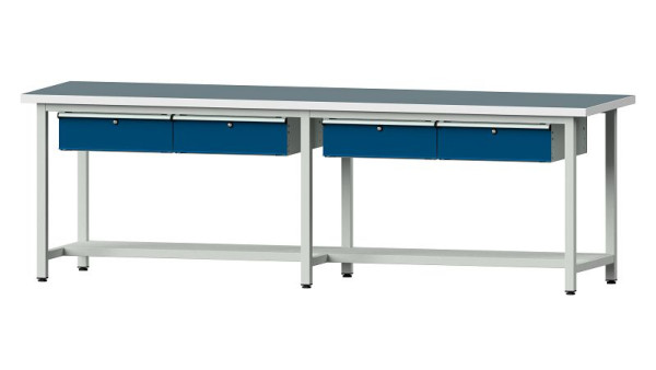 ANKE werkbanken werktafel, model 195, 2800 x 800 x 890 mm, RAL 7035/5010, UBP 40 mm, 401.489