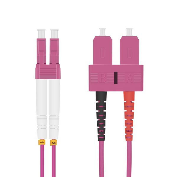Helos glasvezel patchkabel LC/SC Duplex50/125µm OM4 heather violet 3.0m, 115757