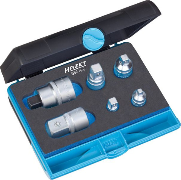 Hazet adapterset, hol vierkant 6,3 mm (1/4 inch), hol vierkant 10 mm (3/8 inch), hol vierkant 12,5 mm (1/2 inch), nettogewicht: 0,89 kg, 958N/ 6
