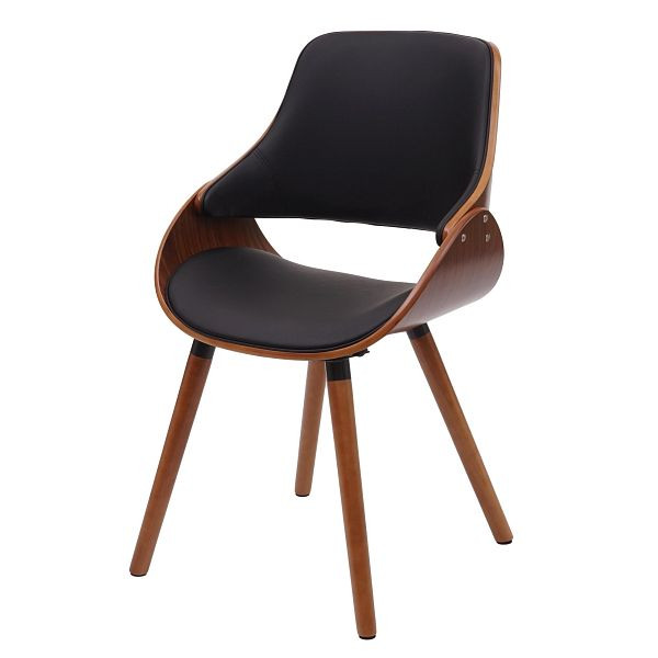 Mendler HWC-D23 eetkamerstoel, keukenstoel, retro design, kunstleer zwart, 62564
