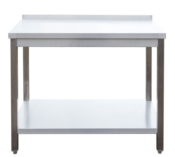 A&S Gastro roestvrijstalen werktafel met gelaste opstand, diepte 800 mm, met onderblad, AISI 304, 2900 x 800 x 850 mm, ARTGA298