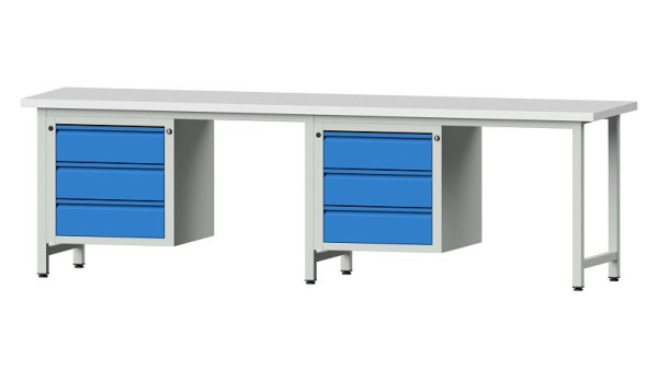 ANKE werkbanken Combinatie werkbank, model 736 E, 2800 x 700 x 840 mm, RAL 7035/5012, KSP 40 mm, 511.010