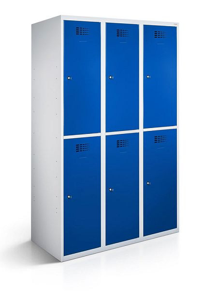 KEMMLIT garderobekast met 3 vakken en 6 deuren 40cm met gesloten bodem, gentiaanblauw 5010, draaibare sluiting, 100308