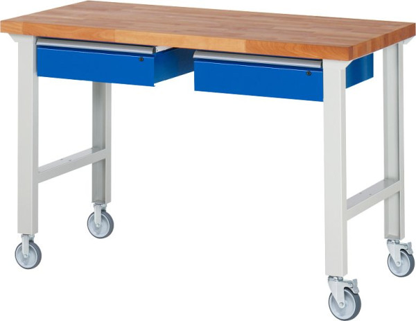 RAU verrijdbare werkbank 7002A1, 1500x700x1000mm, elk 2 bokwielen en zwenkwielen, 05-7002A1-157B4S22.11