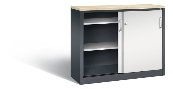 C+P dressoir met schuifdeuren Acurado, H1000xB1200xD400mm, kleur: zwartgrijs/lichtgrijs, beugelgreep, 2046-00 S10246