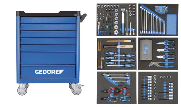 GEDORE gereedschapswagen workster smartline met 190-delig gereedschapsassortiment, 2980320
