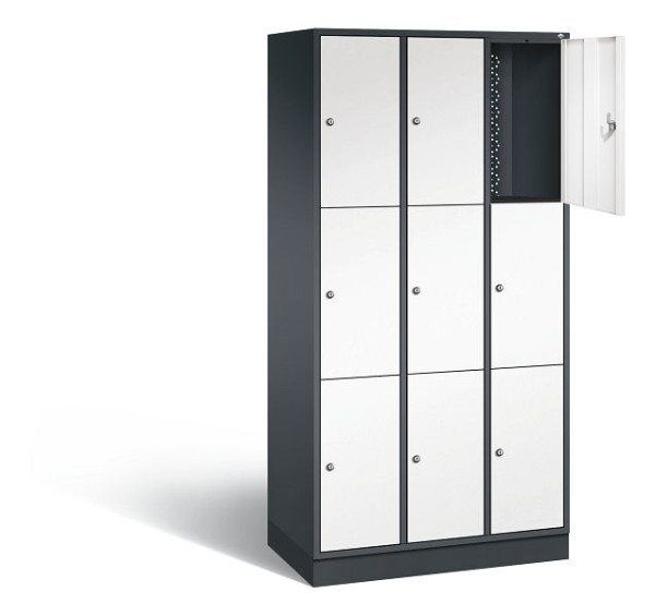 C+P lockerkast Intro, H1950xW920xD490mm, kleur: zwartgrijs / verkeerswit, 8370-301 S10067