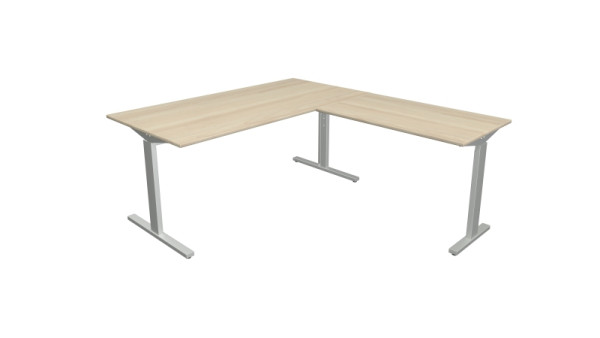 Kerkmann hoekwerkstation Form 2, bureau B 1600 x D 800 x H 700-820 mm, aanschuiftafel 1000 x 600 x 700-820 mm, esdoorn, 11023050