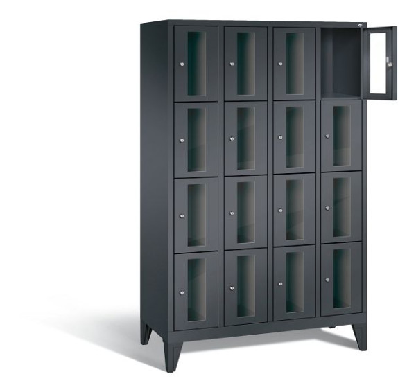 C+P lockerkast Classic, H1850xB1190xD500mm, kleur: zwart-grijs, 8010A404 S10014