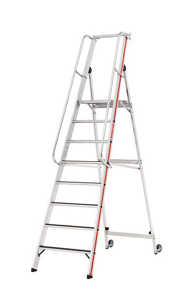 HYMER R13 platformladder met kantelrollen en lange leuning, 8 treden, stahoogte 1,85 m, 868108