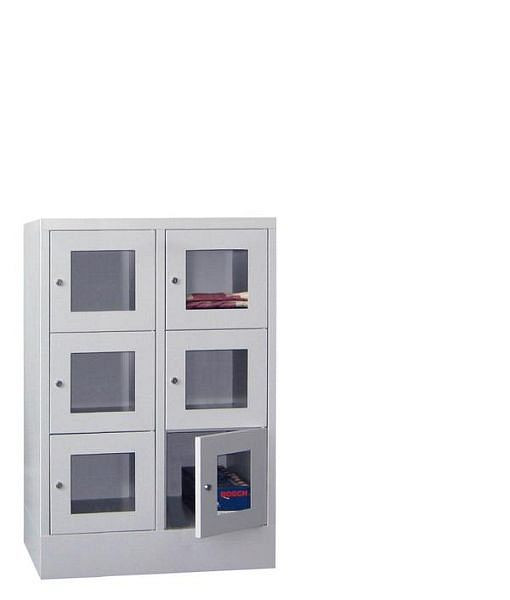Pavoy Schließfachschrank mit Sockel 1187/500/800, 2b x 3h, Zylinderschloss, Abteilbreite 400, Sichtfenster, 61213-234-091-910