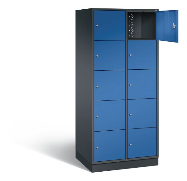 C+P XL lockerkast Intro, H1950xW820xD590mm, kleur: zwartgrijs / gentiaanblauw, 8570-203 S10027