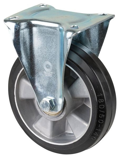 BS rollen transportrol, vaste rol, wielbreedte 50 mm, wiel-Ø 180 mm, draagvermogen 300 kg, zwarte elastische banden, aluminium, kogellagers, L410.B80.180