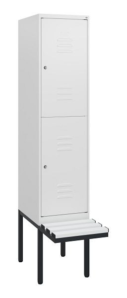 C+P dubbeldekskast Classic PLUS, 1950x400x815mm, 9016/9016, cilindersloten, met basisframe en zwevende zitting, 0803405-12 S10089