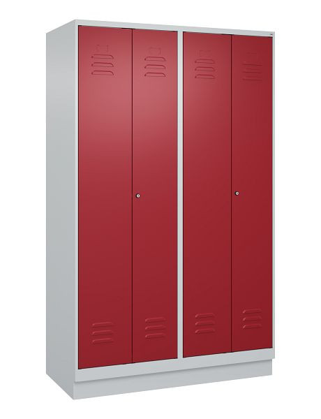 C+P luierkluis Classic PLUS, dubbele locker, onderbouw, 4 vakken, 1950x1200x500mm, 7035/3003, cilindersloten, 080022-40P S10016