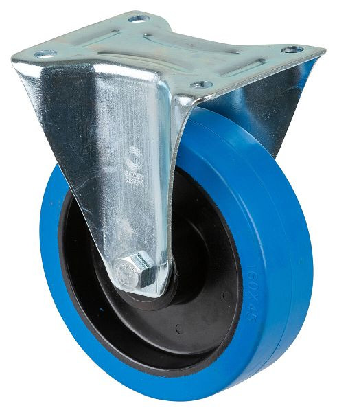 BS rollen transportrol, wielbreedte 42 mm, wiel-Ø 160 mm, draagvermogen 300 kg, blauwe elastische banden, kunststof wiellichaam, rollager, L410.B61.160