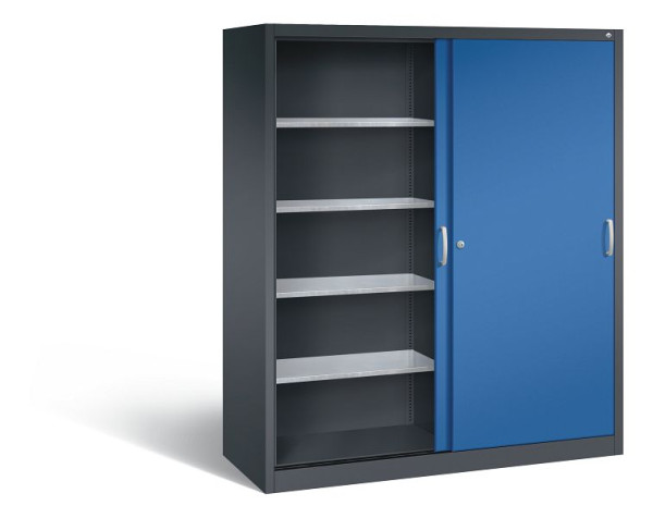 C+P schuifdeurkast Acurado, H1950xB1600xD600mm, kleur: zwartgrijs / gentiaanblauw, beugelgreep, 2169-00 S10165