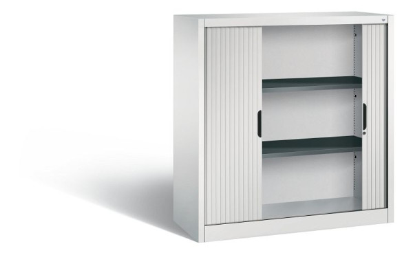 C+P dressoir met rolluik Omnispace, H1230xB1200xD420mm, kleur: lichtgrijs, verzonken greep, 3 niveaus, 3233-00 S10106