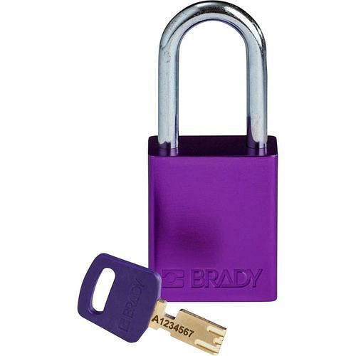 Brady hangslot SafeKey, aluminium, beugelhoogte 38,10 mm, paars, 312031