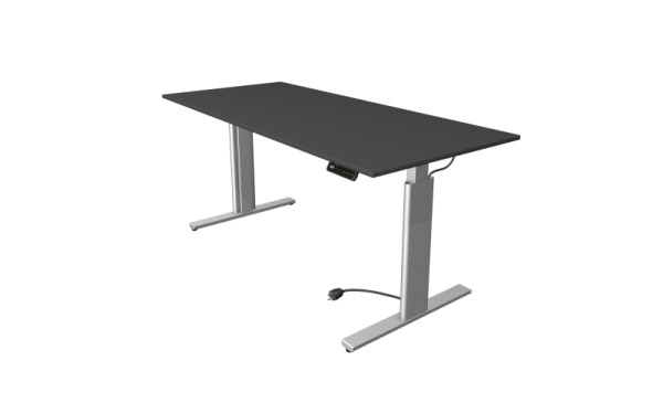 Kerkmann Move 3 zit-/statafel zilver, B 1800 x D 800 mm, elektrisch in hoogte verstelbaar van 720-1200 mm, antraciet, 10233413