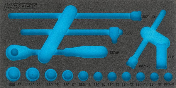 Hazet 2-componenten zachtschuiminleg, voor 880 N-1, afmetingen/lengte: 342 mm x 172 mm Organisatiesysteem afmeting: 1/3 (342 x 172 mm), 163-334L