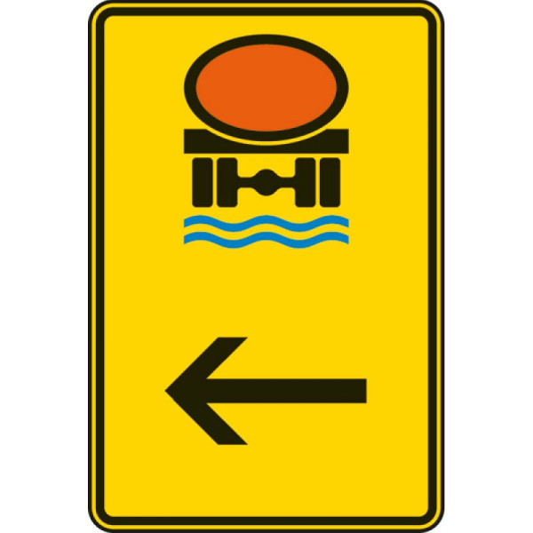 Steen HGS wegwijzer voor voertuigen met watervervuilende lading (hier links) nr. 422-14, 630x420mm /RA1/vlakke vorm 3mm, 422-14-113