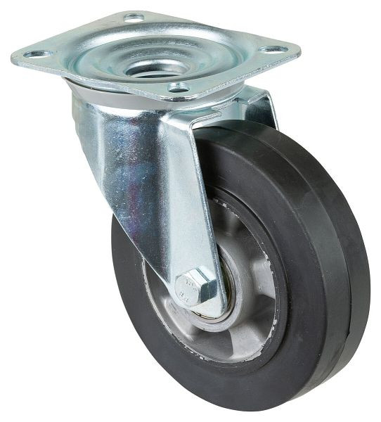 BS rollen transportrol, wielbreedte 50 mm, wiel-Ø 160 mm, draagvermogen 300 kg, zwarte elastische banden, aluminium wiellichaam, kogellagers, L400.B80.160