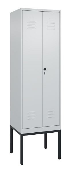 C+P Umkleidespind Classic PLUS SW, Gestell, 2 Abteile, 2120x600x500mm, 7035/7035, Drehriegel, 0800327-20 S10009