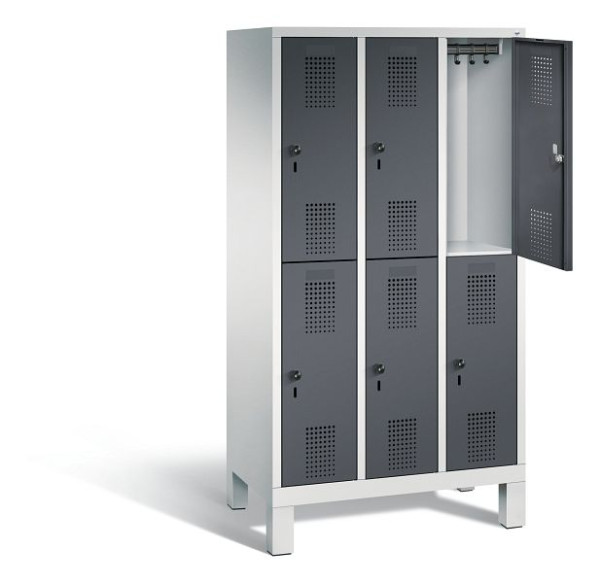 C+P schoolkluis dubbeldekker Evolo, H1650xB900xD500mm, kleur: lichtgrijs/zwartgrijs, 483106-30 S10054