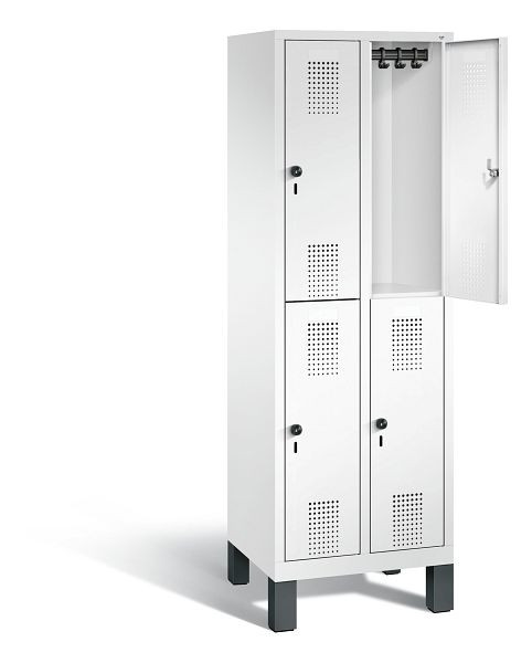 C+P locker dubbeldekker Evolo, H1850xB610xD500mm, kleur: verkeerswit, 48310-20 S10354
