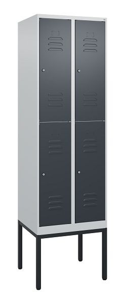 C+P dubbeldekskast Classic PLUS, frame, 2 vakken, 2120x600x500mm, 7035/7016, cilindersloten, 0803307-20 S10023
