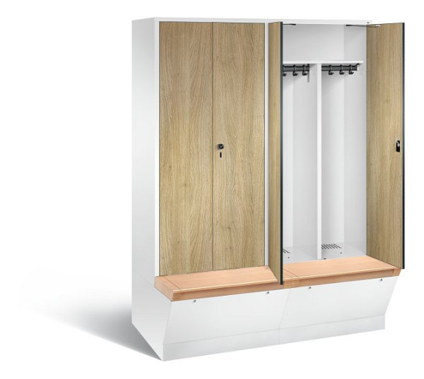 C+P zwart wit kastje Evolo, H2090xB1590xD815mm, kleur: verkeerswit / decor eiken Sereno, 48056-42 S10171