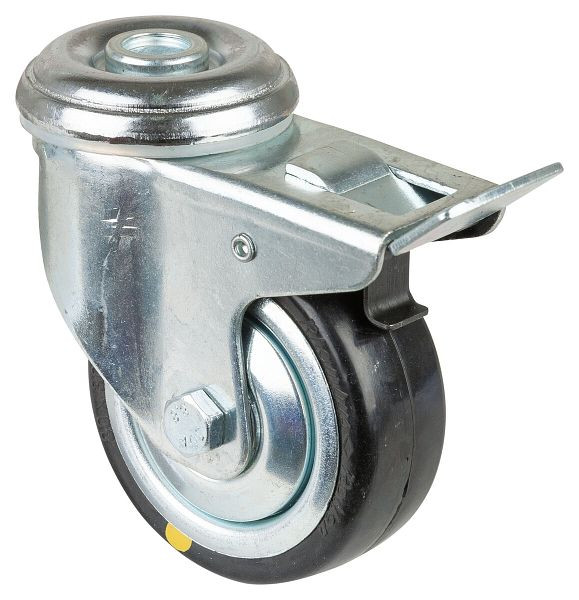 BS-wielen Zware apparaatwielen met rem, breedte 30 mm, Ø80 mm, tot 80 kg, grijs rubber, geleidend, kogellagers, VE = 2 stuks, C121.A89.080