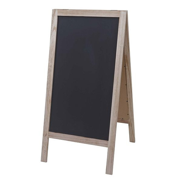 Mendler XL reclamebord HWC-C17, staand krijtbord klantenstopper, 2 uitklapbare schrijfvlakken, 100x50cm, natuurlijke kleur, 60992