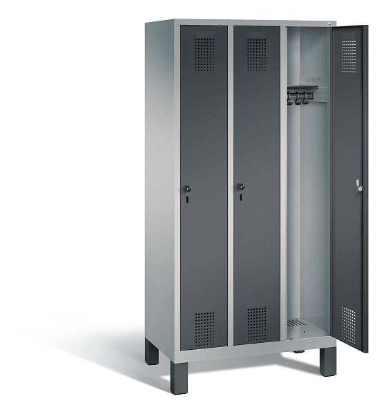 C+P garderobe Evolo, H1850xW900xD500mm, kleur: wit aluminium / antracietgrijs, 48010-30 S10718