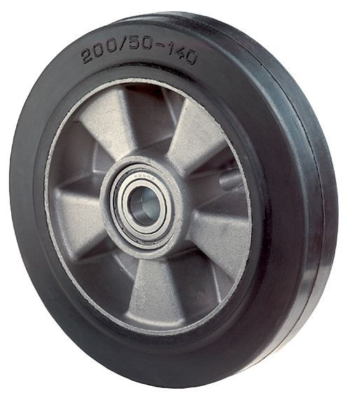 BS Rollen rubberen wiel, wielbreedte 60 mm, wiel-Ø 300 mm, draagvermogen 700 kg, zwarte elastische banden, aluminium wiellichaam, kogellagers, B80.300